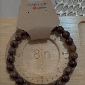 Handmade Wooden Bead Bracelet - Brown